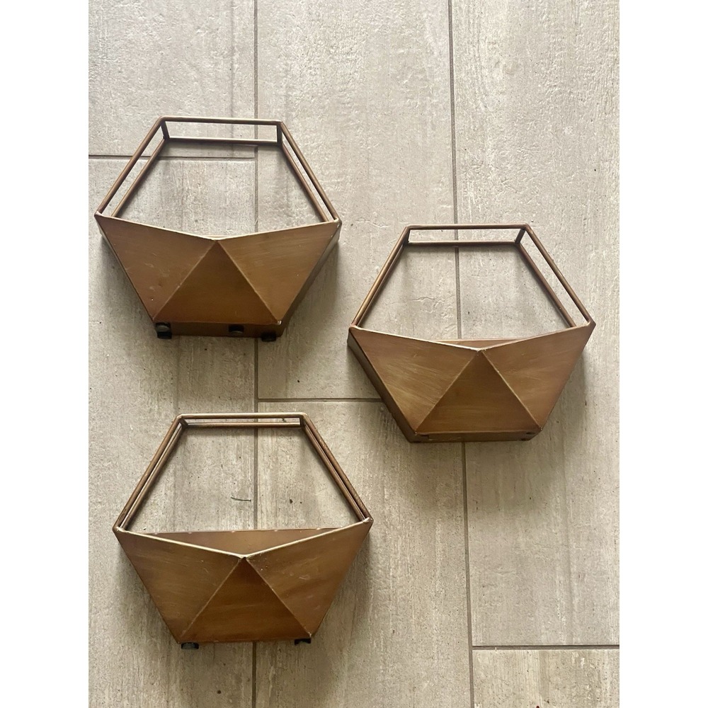 Decorative Bronze Metal Geometric Conservatory Planter /Wall Hanging‎ 8.75"x 10"